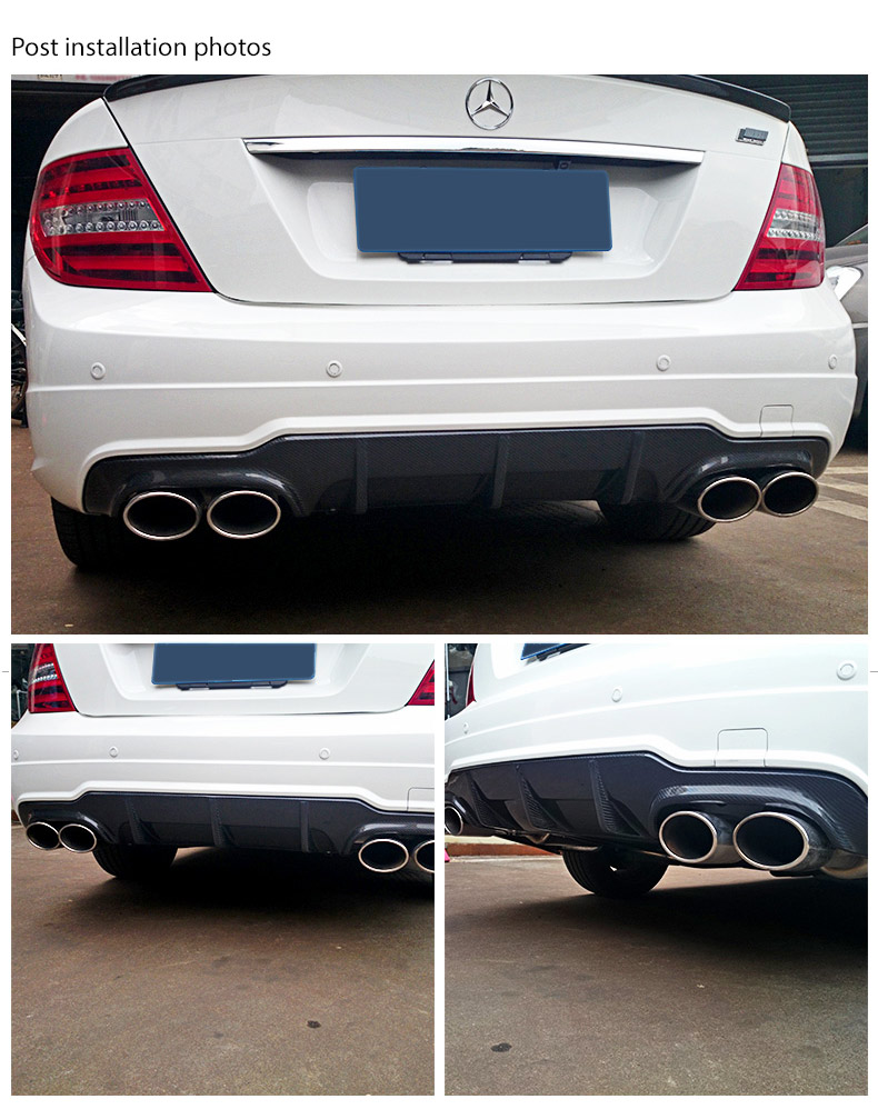 Mercedes Benz C63 AMG Rear Diffuser C-Class Sedan W204 Post-Facelift Carbon Fiber Original Year 2011 2012 2013 2014 2015 Aftermarket