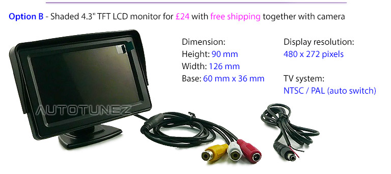New 4.3-inch Monitor Screen RCA Type Video-In For Car Reversing Camera Clear tunez