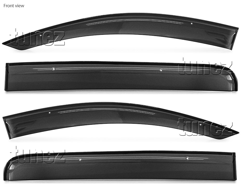 WVMT01 Mitsubishi Triton MQ MR L200 Fiat Fullback 2015 2016 2017 2018 2019 2020 2021 2022 Smoked Smoke Black Weathershield Weather Shield Rain Window Front Door Visor Cover Frame 3M Double Sided Tape For Car Aftermarket Set 4 piece pieces