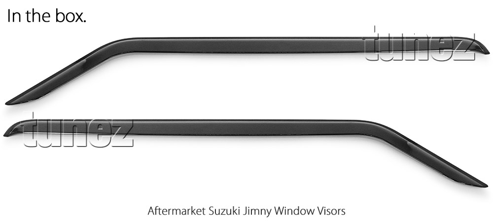 WVSJ02 Suzuki Jimny GJ 2018 2019 2020 2021 2022 2023 2024 2025 JB64W JB74W Smoked Smoke Black Weathershield Weather Shield Rain Window Front Door Visor Cover Frame 3M Double Sided Tape For Car Aftermarket Set 2 piece pieces